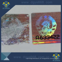 Etiqueta Anti-Counterfeiting destruída fácil do holograma do laser de Breakable